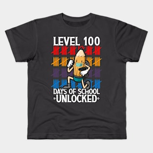 level 100 days of school unlocked Funny Kids T-Shirt